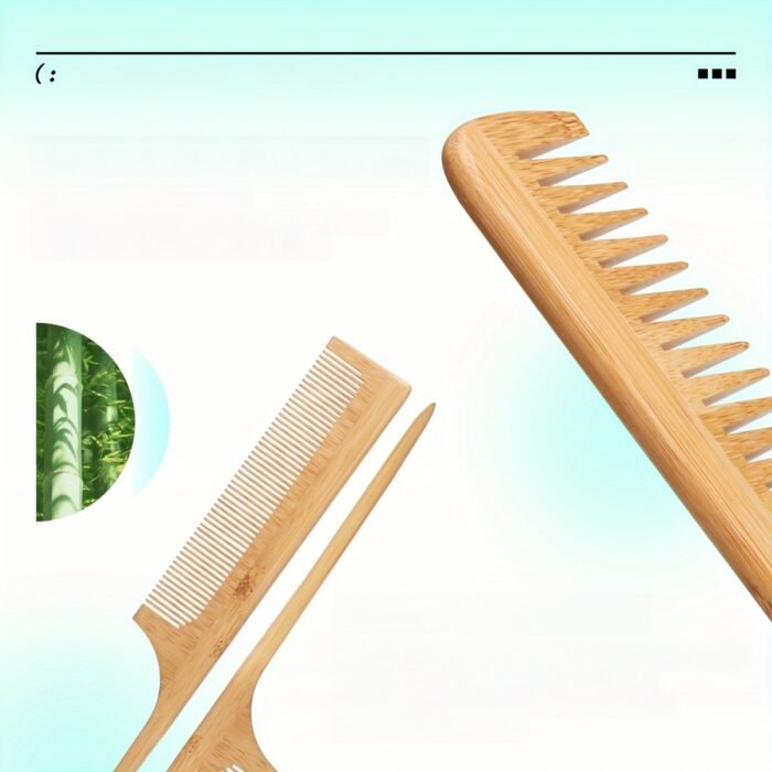 4pcs Hair Brush Comb Set for Men Women - Bamboo Bristle Hairbrush with Tail Comb, Tooth Comb, Double Head Comb, 3 Air Cushion Massage Brushes for Scalp Massage, Bamboo Material, Finishing Comb Style, Scalp Massager Set|Natural Bamboo Brush|Ergonomic Desig - Image 14