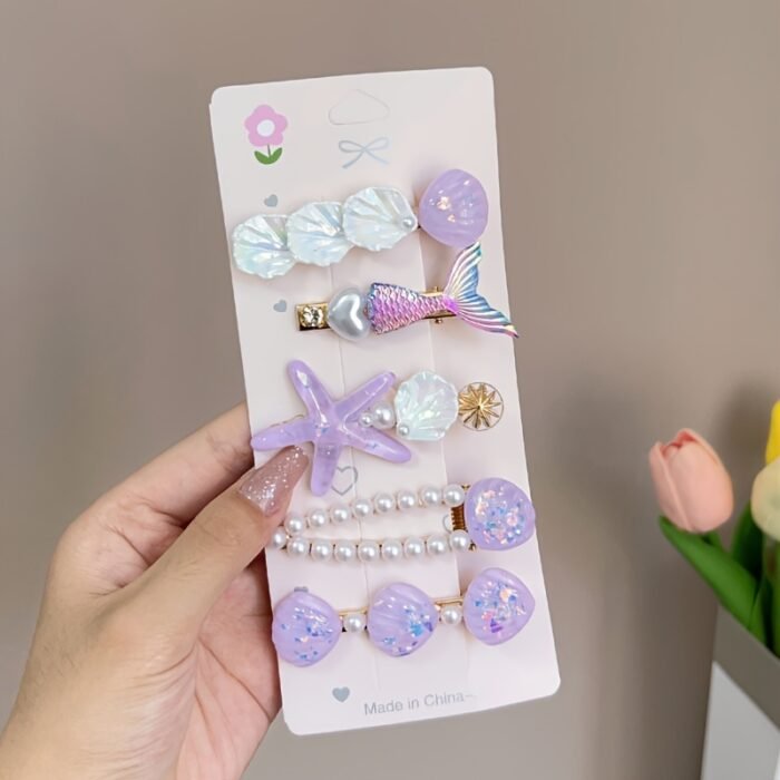 5pcs Ocean Princess Shell Starfish Hair Clip Set for s Summer Bangs Imitation Pearl Hair Accessory Headband - Image 10