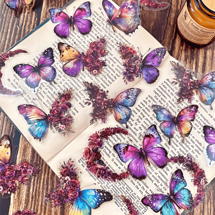 One Pack of 30 Butterfly Floral Hand Account DIY Decoration Stickers - Image 23