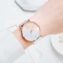 1pc Elegant Two-Tone Women'S Quartz Watch, Simple Style Shockproof Round Case, Synthetic Leather Strap, Analog Display - Non- Alloy Case with Button Battery
