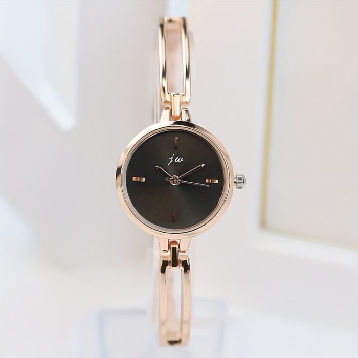 1pc Elegant Rose Golden Women's Quartz Watch with Rhinestone Accents, Vintage Style Alloy Bracelet, Round Dial, Perfect Holiday Gift for Her, Special Occasion Jewelry | Luxury Women's Watch | Zinc Alloy Bracelet - Image 9