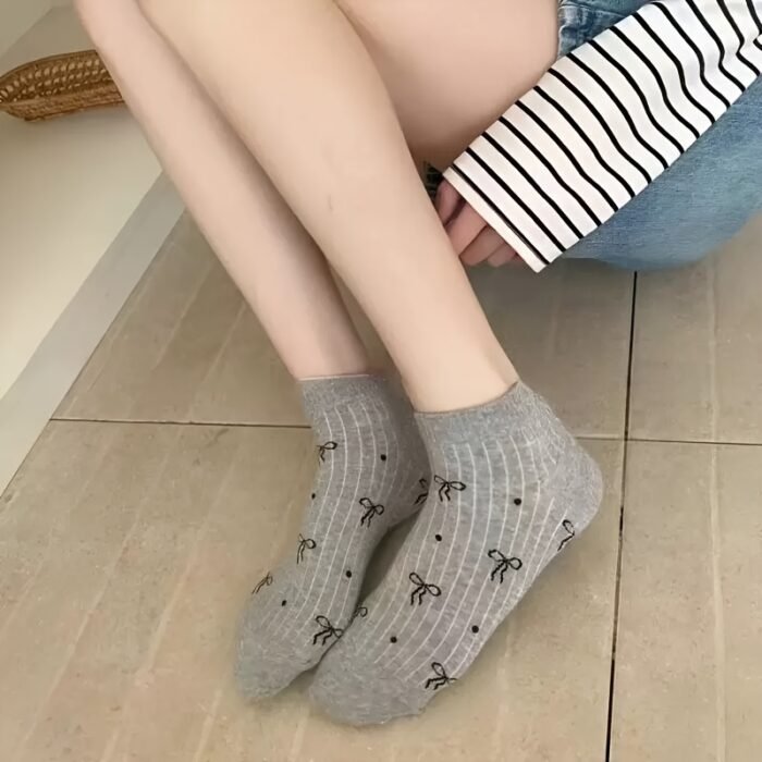 4 Pairs of Spring & Summer Women'S Short Socks with Butterfly & Heart Designs - Soft Polyester Blend, Machine Washable, Lightweight & Breathable for Casual Wear, Casual Wear Socks | Playful Sock Design | Knit Construction, Cute Socks - Image 5