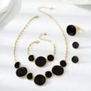 Four-Piece Women's Jewelry Set: Pure White Geometric Pendant Necklace, Bracelet, Ring, and Earrings