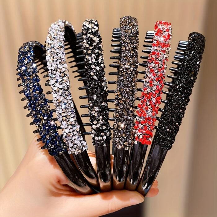 6pcs Lemon Loveo Sparkling Rhinestone Hairbands - Non-Slip, Teeth Grip Headbands for Girls - Perfect Fashion Accessory & Gift - Image 5