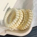 Pack of 4 Korean Jelly Color Telephone Cord Hair Ties Cute and Fresh Non-Damaging High Elasticity Headband for Women