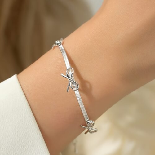 1pc Japanese and Korean Fashion Simple Y2K Bow Blade Chain Bracelet