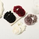 1pc Elegant Rose Flower Scrunchie, Korean Style Fabric Hair Tie, Simple Solid Color, Floral Hair Accessory for Women, Single Pack