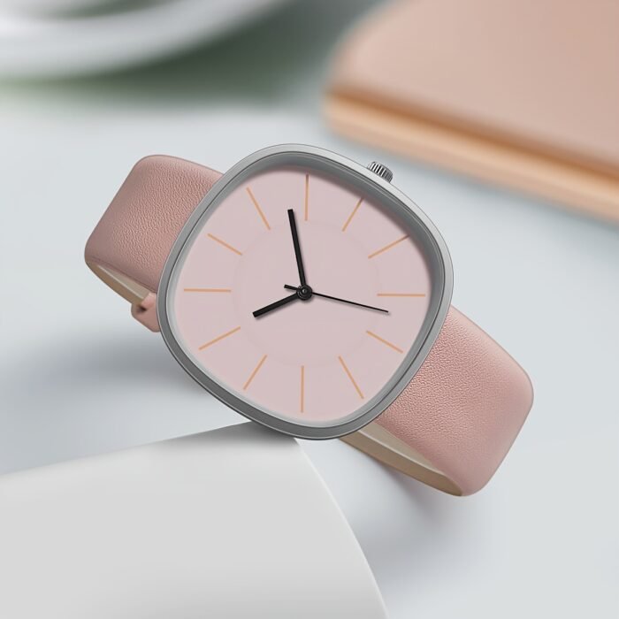 Elegant Pink Quartz Watch for Women - Simple Analog Design with Minimalist Hands, Non, Faux Leather Strap, Perfect for Casual & Formal Attire, Stylish Accessory|Minimalist Watch|Durable Watch - Image 3