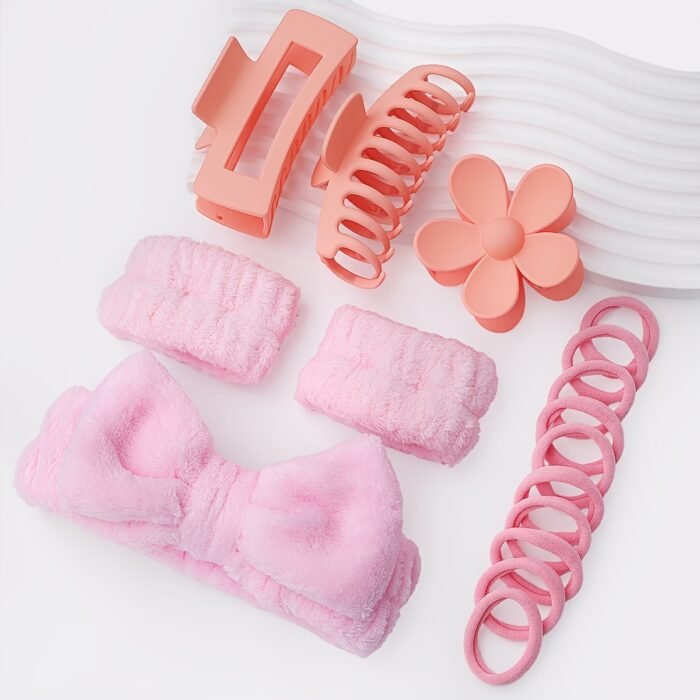 12pcs Facial Beauty Set with Cat Paw Face Brush, Nose Head Brush, Dual-Head Roller Massager, Silky Comb, Heart-Shaped Gua Sha Tool, Hair Clip, Hair Tie, Headband, Wristband for Cleansing, Exfoliation, and Skin Care - Portable Women's Skincare Tools - Image 5