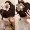 2pcs Plush Flower Hair Clips - Soft Fluffy Faux Fur Floral Hair Accessories for Women, Brown & Beige, Lightweight Non-Slip Hairpins for Everyday & Special Occasions, Accessories for Hair, Faux Fur Accessory