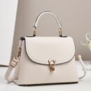 Minimalist Apricot Or Earthy Yellow Handbag with Adjustable Strap, Zipper Closure, Polyester Lining, No Pattern, No Printing, Edge Painted