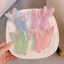 GUIJUI 2pcs Cute Butterfly Phone Cord Hair Ties for Kids, High Elasticity Resin Hair Bands, All-Season Daily & Casual Wear, Christmas & Valentine'S Day Gift, Knit Fabric Weaving Method