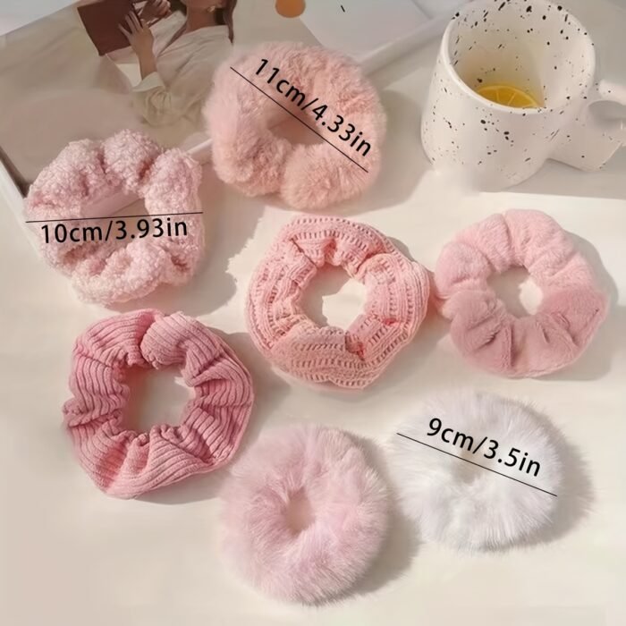 7pcs Premium Plush Hair Tie Set, Simple And Elegant, Suitable for Ponytails And Buns. - Image 9