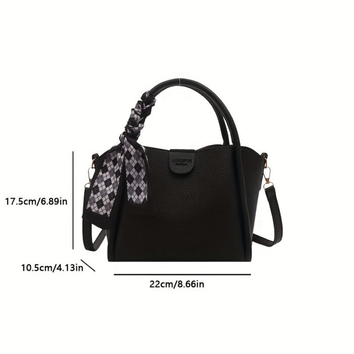 2024 New Women's Retro Korean-Style High Quality Commuting Shoulder Bag with Detachable Strap & Magnetic Closure - Light Brown/White/Black - Image 5