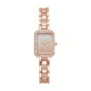 Elegant Rhinestone Ladies Square Watch - Minimalist Luxury Quartz Wristwatch with Golden-Tone Alloy Band, Sparkling Accents & Shock-Resistant Design for Everyday Casual or Formal Wear, Stylish Wristwatch | Modern Accessory | Shockresistant Timepiece