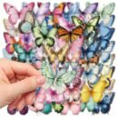 [Waterproof Stickers] 50pcs Vibrant Butterfly Stickers | Waterproof PET Adhesive | For Laptops, Scrapbooks, DIY Projects, Skateboards, Guitars, Helmets & Mugs | By YWWBLD