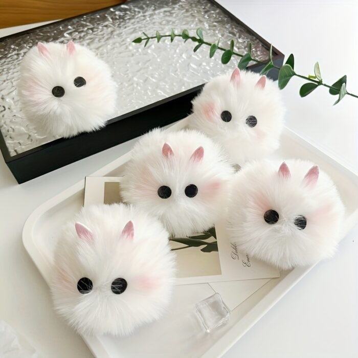 Adorable Pink Blush Bunny Plush Hair Clips - Soft and Sweet Cartoon Rabbit Barrettes for Women and, Hair Accessorie - Image 3