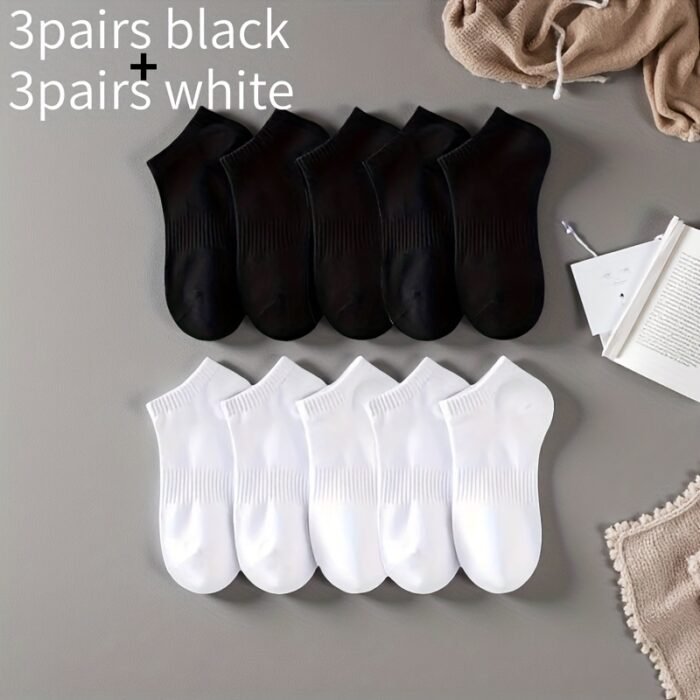 1 pair/6 pairs Women's boat socks spring and summer shallow-cut low-top lightweight breathable sweat-absorbing ankle socks short tube plain color simple soft comfortable Women's socks - Image 9