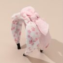 2pcs Cute Pink Strawberry & Floral Bunny Ear Headbands for Girls - Sweet, Versatile Hair Accessories with Bow Detail