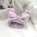 Cute Bunny Ear Hairband Headband with Soft Polyester Fabric - Pastel Pink & White Hair Accessories for Daily Use, Face Washing, Styling & Cosmetics