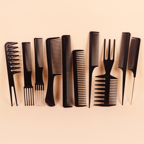 10pcs Professional Hair Styling Comb Set - Durable ABS Plastic, Versatile for All Hair Types, Includes Detangling, Teasing & Edge Control Combs