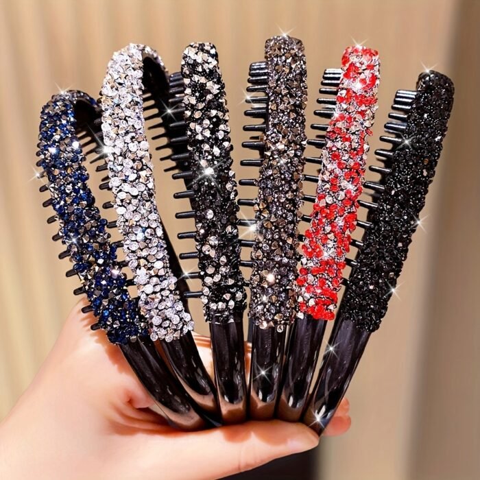 6pcs Lemon Loveo Sparkling Rhinestone Hairbands - Non-Slip, Teeth Grip Headbands for Girls - Perfect Fashion Accessory & Gift - Image 9