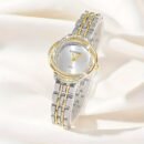 Elegant Women's Quartz Watch with Rhinestone Accents - Chic Zinc Alloy Bracelet Design, Perfect for Dates, Parties & Birthday Gifts, Unique, Fashion, Elegant Style