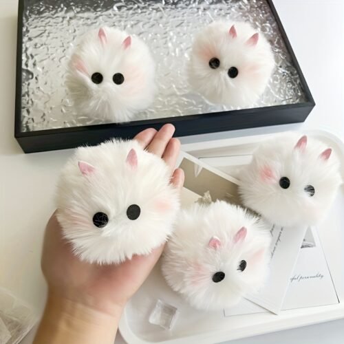 Adorable Pink Blush Bunny Plush Hair Clips - Soft and Sweet Cartoon Rabbit Barrettes for Women and, Hair Accessorie