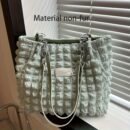 Y2K Style Women's Soft Lightweight Spacious Tote Bag with Cloud-Like Pleats, Beaded Accents & Chain Strap - Zipper Closure Durable Nylon Handbag for Casual, Commute, Daily Use - Bright Pink/White/Black, Commute Handbag | Pearlescent Zipper Pull | Embellishments