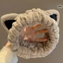 1pc Fluffy Head Band Lovely Kitten Ears Head Hoop Elastic Head Wear Water Absorbent Hair Wear For Face Washing Make Up Skincare