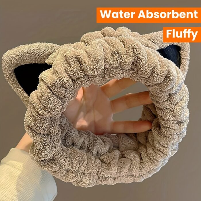 1pc Fluffy Head Band Lovely Kitten Ears Head Hoop Elastic Head Wear Water Absorbent Hair Wear For Face Washing Make Up Skincare - Image 14