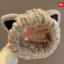 1pc Fluffy Head Band Lovely Kitten Ears Head Hoop Elastic Head Wear Water Absorbent Hair Wear For Face Washing Make Up Skincare