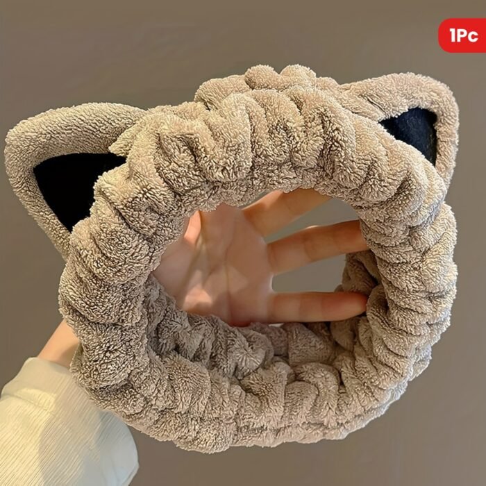 1pc Fluffy Head Band Lovely Kitten Ears Head Hoop Elastic Head Wear Water Absorbent Hair Wear For Face Washing Make Up Skincare - Image 13