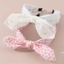 2pcs Cute Pink Strawberry & Floral Bunny Ear Headbands for Girls - Sweet, Versatile Hair Accessories with Bow Detail