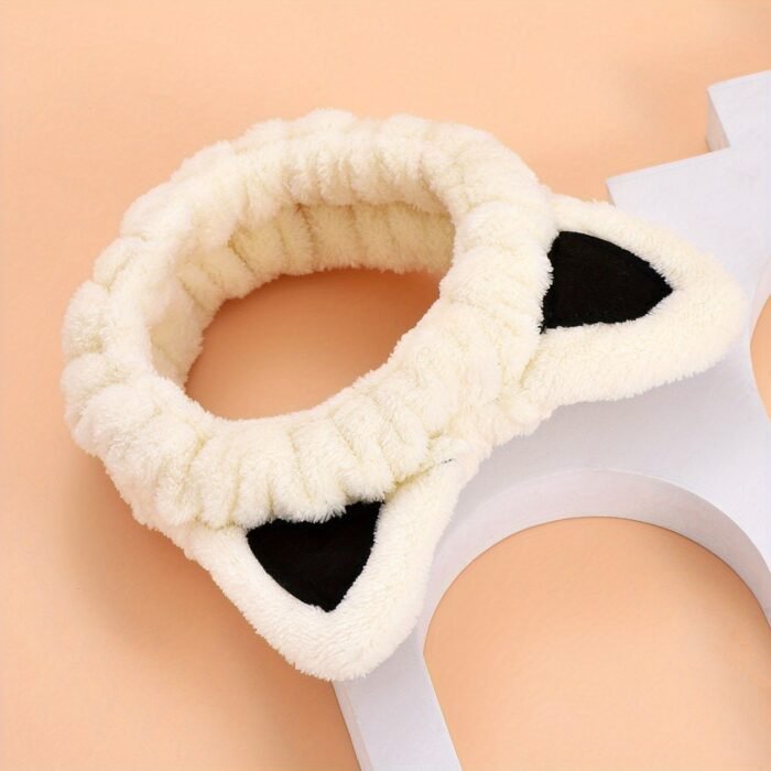 1pc Fluffy Head Band Lovely Kitten Ears Head Hoop Elastic Head Wear Water Absorbent Hair Wear For Face Washing Make Up Skincare - Image 4