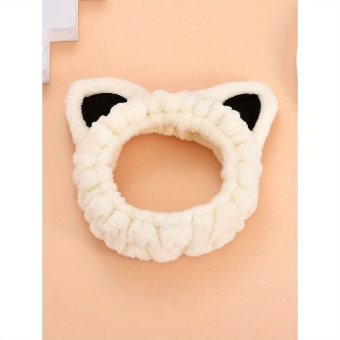 1pc Fluffy Head Band Lovely Kitten Ears Head Hoop Elastic Head Wear Water Absorbent Hair Wear For Face Washing Make Up Skincare - Image 5