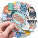 50pcs Inspirational Quote Stickers - Motivational and Positive Affirmation Stickers for Adults, Teachers, Vision Board, Journaling, Scrapbooking, and Water Bottles