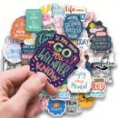 50pcs Inspirational Quote Stickers - Motivational and Positive Affirmation Stickers for Adults, Teachers, Vision Board, Journaling, Scrapbooking, and Water Bottles