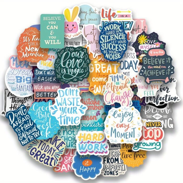 50pcs Inspirational Quote Stickers - Motivational and Positive Affirmation Stickers for Adults, Teachers, Vision Board, Journaling, Scrapbooking, and Water Bottles - Image 2