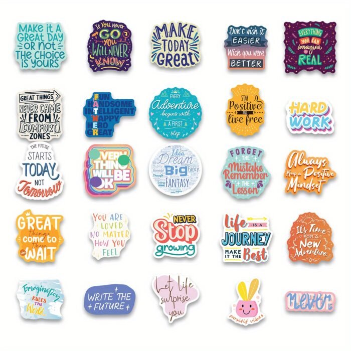 50pcs Inspirational Quote Stickers - Motivational and Positive Affirmation Stickers for Adults, Teachers, Vision Board, Journaling, Scrapbooking, and Water Bottles - Image 6