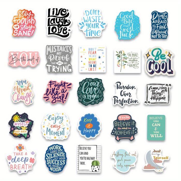 50pcs Inspirational Quote Stickers - Motivational and Positive Affirmation Stickers for Adults, Teachers, Vision Board, Journaling, Scrapbooking, and Water Bottles - Image 7
