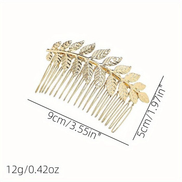 Elegant Leaf-Inspired Metal Hair Comb for Women - Vintage & Minimalist Style, Alloy, Monochrome with Intricate Leaf Design - Ideal for Bangs & Updos - Image 6