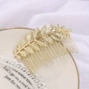 Elegant Leaf-Inspired Metal Hair Comb for Women - Vintage & Minimalist Style, Alloy, Monochrome with Intricate Leaf Design - Ideal for Bangs & Updos