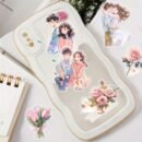 Etori Romantic Couple Stickers - 30 pcs (15 Designs x 2), PET Waterproof Reusable Stickers for Scrapbooking, Crafting, Laptops & Phones, Assorted Love-Themed Irregular Shapes, Suitable for Ages 14+