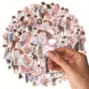 Etori Romantic Couple Stickers - 30 pcs (15 Designs x 2), PET Waterproof Reusable Stickers for Scrapbooking, Crafting, Laptops & Phones, Assorted Love-Themed Irregular Shapes, Suitable for Ages 14+