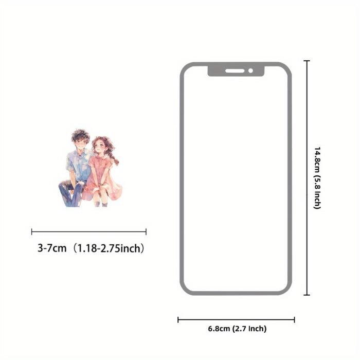 Etori Romantic Couple Stickers - 30 pcs (15 Designs x 2), PET Waterproof Reusable Stickers for Scrapbooking, Crafting, Laptops & Phones, Assorted Love-Themed Irregular Shapes, Suitable for Ages 14+ - Image 8