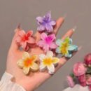 [Sweet | Colored] 6pcs Sweet Colored Frangipani Flower Resin Hair Clips | Suitable For Party, Holiday Hair Styling | Perfect Gifts For Girls