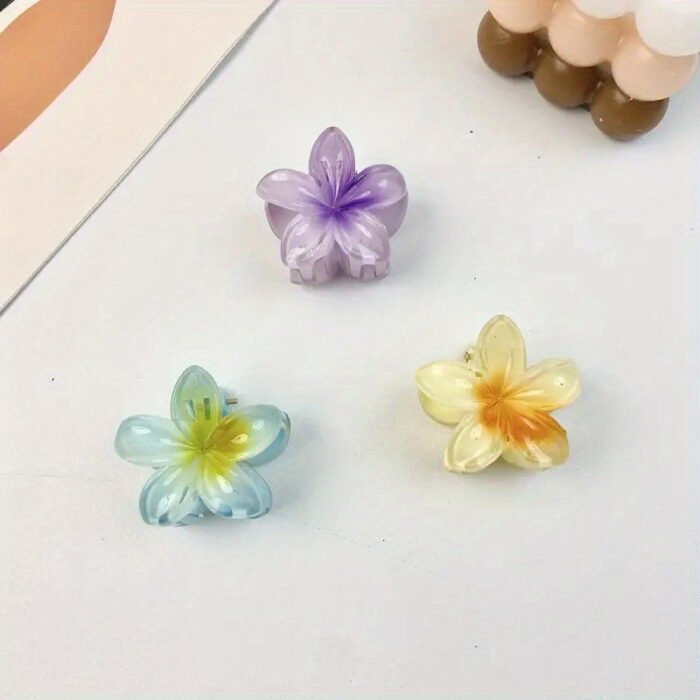 [Sweet | Colored] 6pcs Sweet Colored Frangipani Flower Resin Hair Clips | Suitable For Party, Holiday Hair Styling | Perfect Gifts For Girls - Image 7