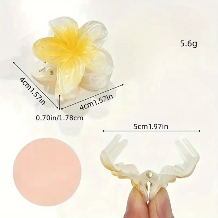 [Sweet | Colored] 6pcs Sweet Colored Frangipani Flower Resin Hair Clips | Suitable For Party, Holiday Hair Styling | Perfect Gifts For Girls - Image 5