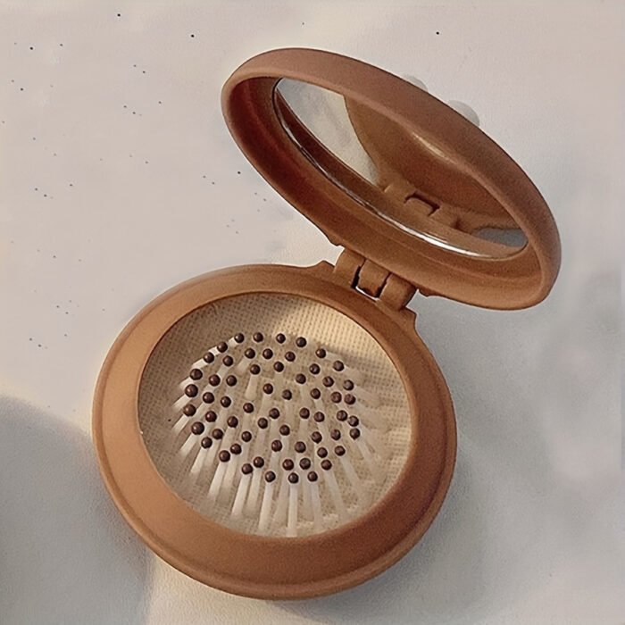 1pc Mini Portable Folding Hair Brush with Integrated Mirror, Scalp Massage Comb with Air Cushion Base for All Hair Types - Travel-Friendly Hair Care Accessory - Image 5